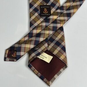 Robert Talbott Tie Mens Multicolor Plaid 100% Silk Made USA Classic Necktie NWT